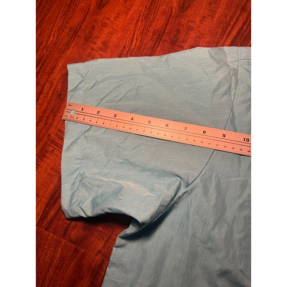 Haband Guayabera Shirt Men XL Aqua Blue Short Sleeve Zip Cuban - Picture 5 of 6
